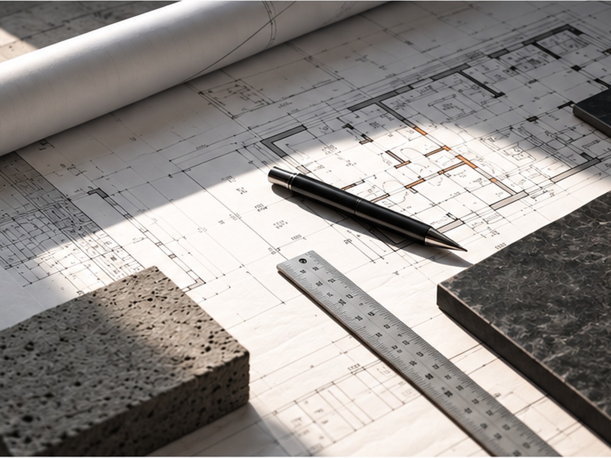 Planos arquitectónicos y herramientas de revisión técnica.